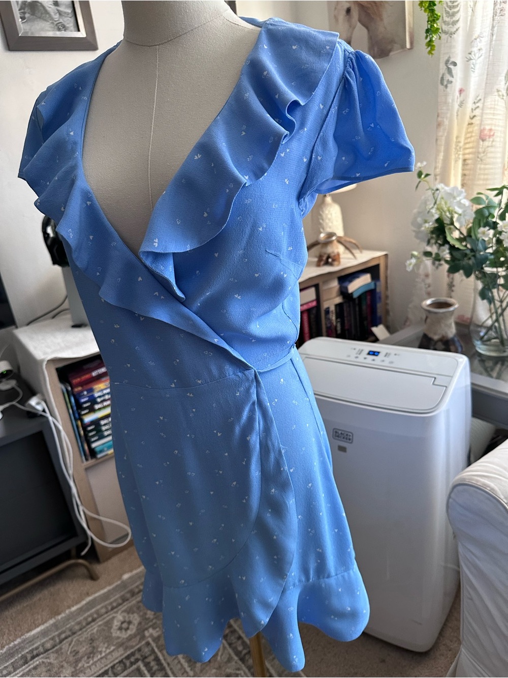Sunday Best Sky Blue Ruffle Wrap Mini Dress